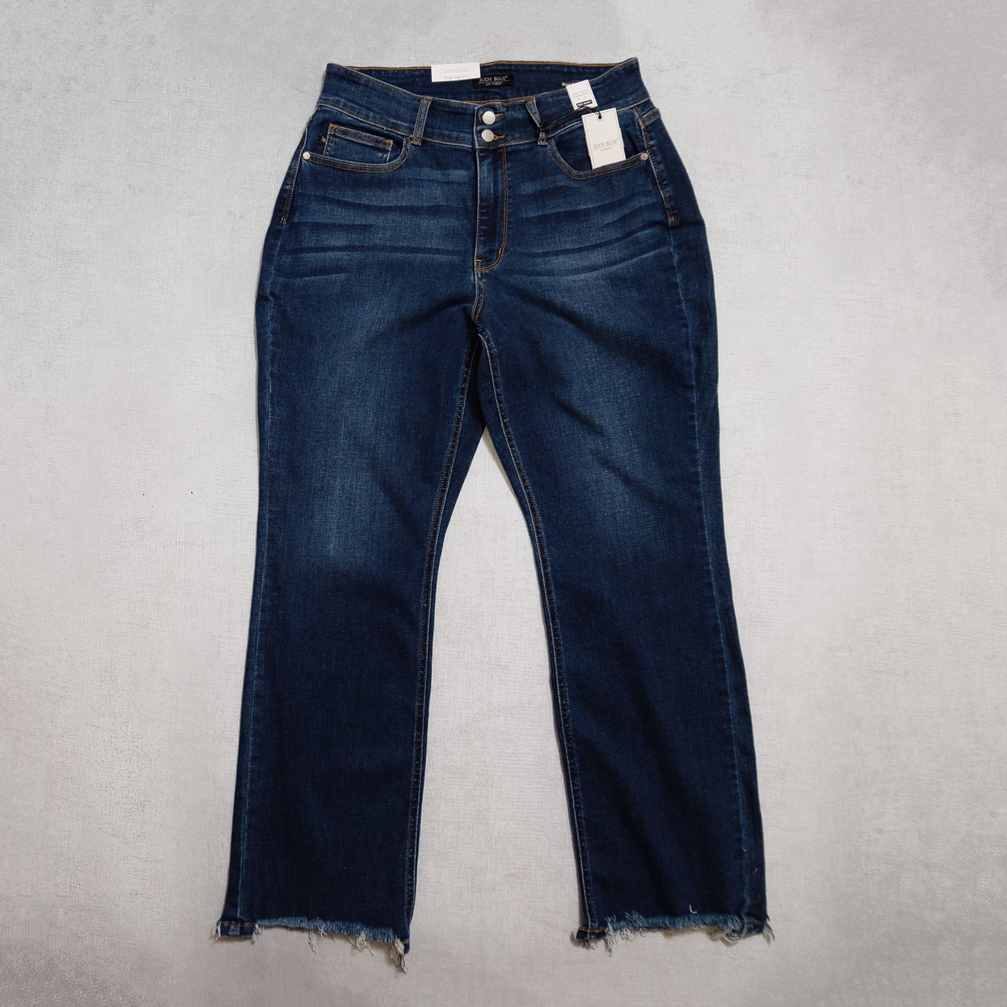 Judy Blue High-Waisted Vintage Frayed-Hem Bootcut Jeans – Retro Edge Meets Flattery