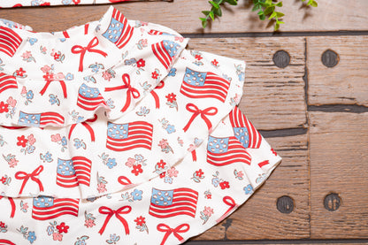 Red White & Blue Ruffle Girls Skort Set – Patriotic Boutique Outfit for Girls