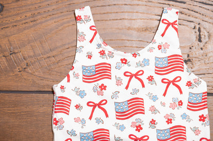 Red White & Blue Ruffle Girls Skort Set – Patriotic Boutique Outfit for Girls