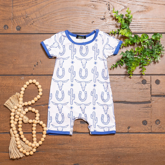 Steer Horns & Horseshoes Boy Romper 🤠🐴