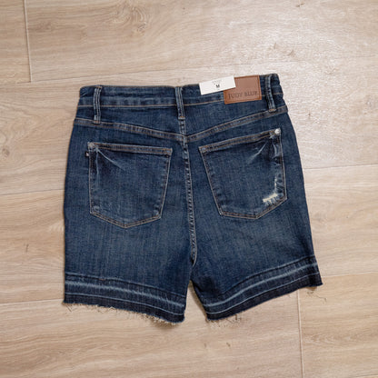 Judy Blue Tummy Control Destroy Jean Shorts – High-Waist, Distressed & Casual Chic 🌟