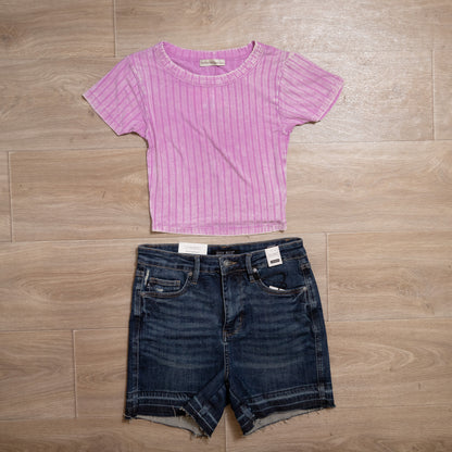 Judy Blue Tummy Control Destroy Jean Shorts – High-Waist, Distressed & Casual Chic 🌟