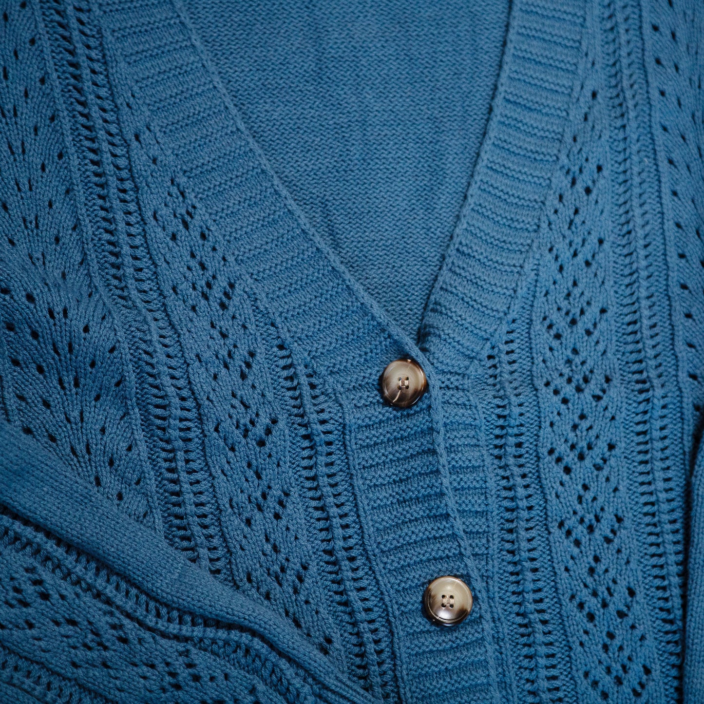 Real Teal Open Knit Drop Shoulder Sweater Cardigan | Lightweight Layering Piece