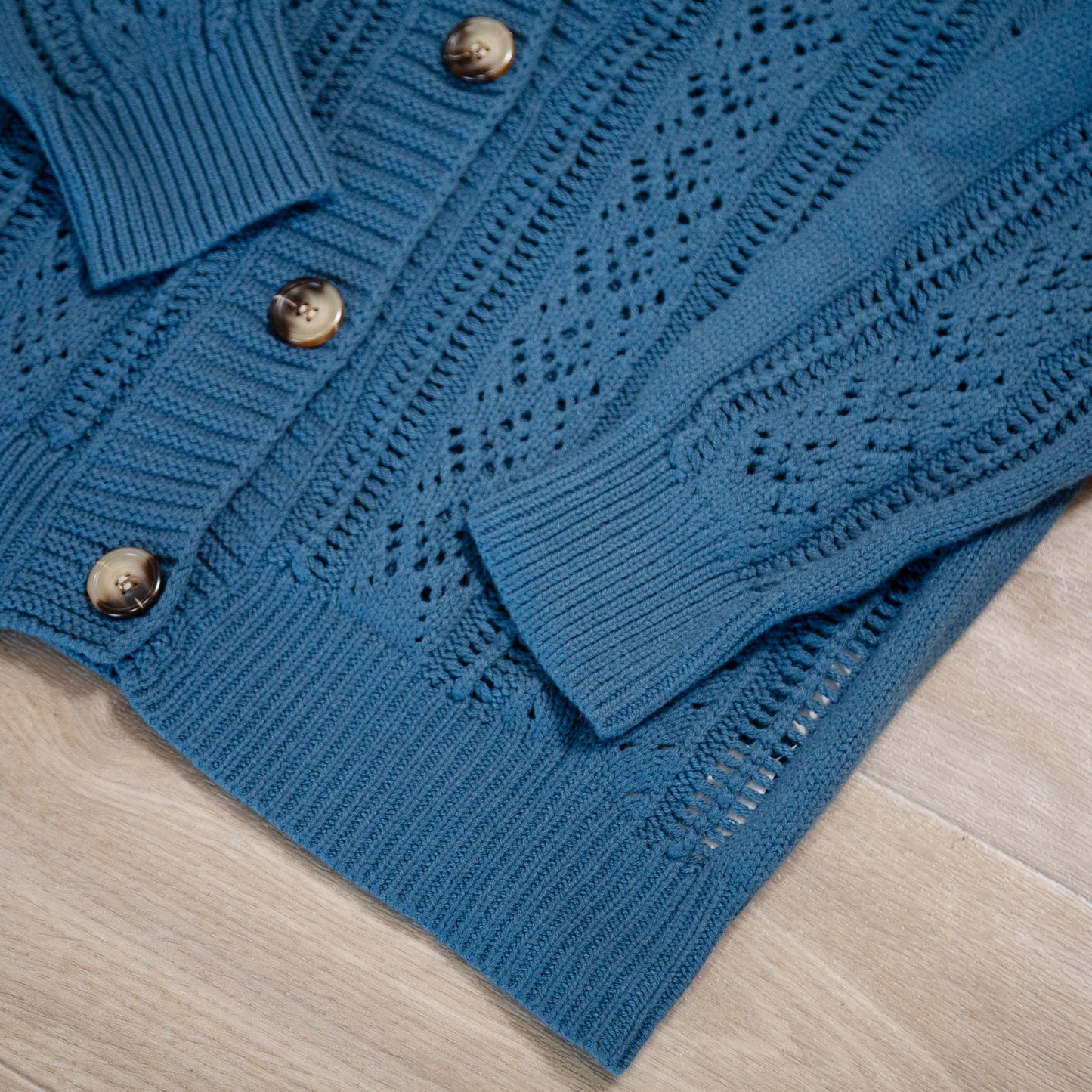 Real Teal Open Knit Drop Shoulder Sweater Cardigan | Lightweight Layering Piece