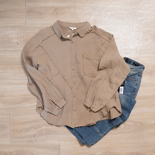 Easel Printed Cotton Gauze Button Down Shirt
