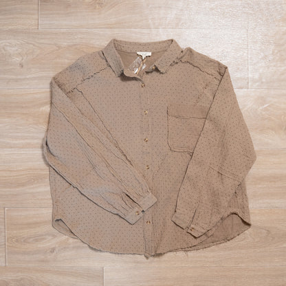 Easel Printed Cotton Gauze Button Down Shirt