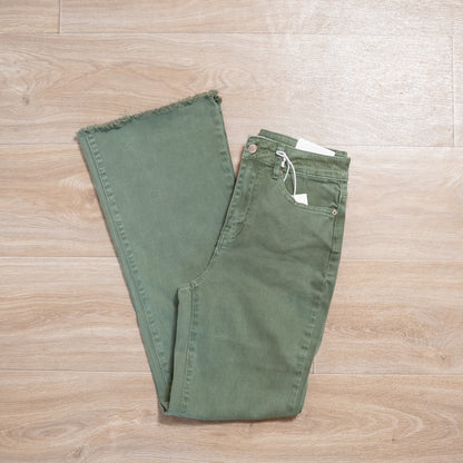 Acid Washed High Waist Bootcut Pants – Zenana Frayed Hem