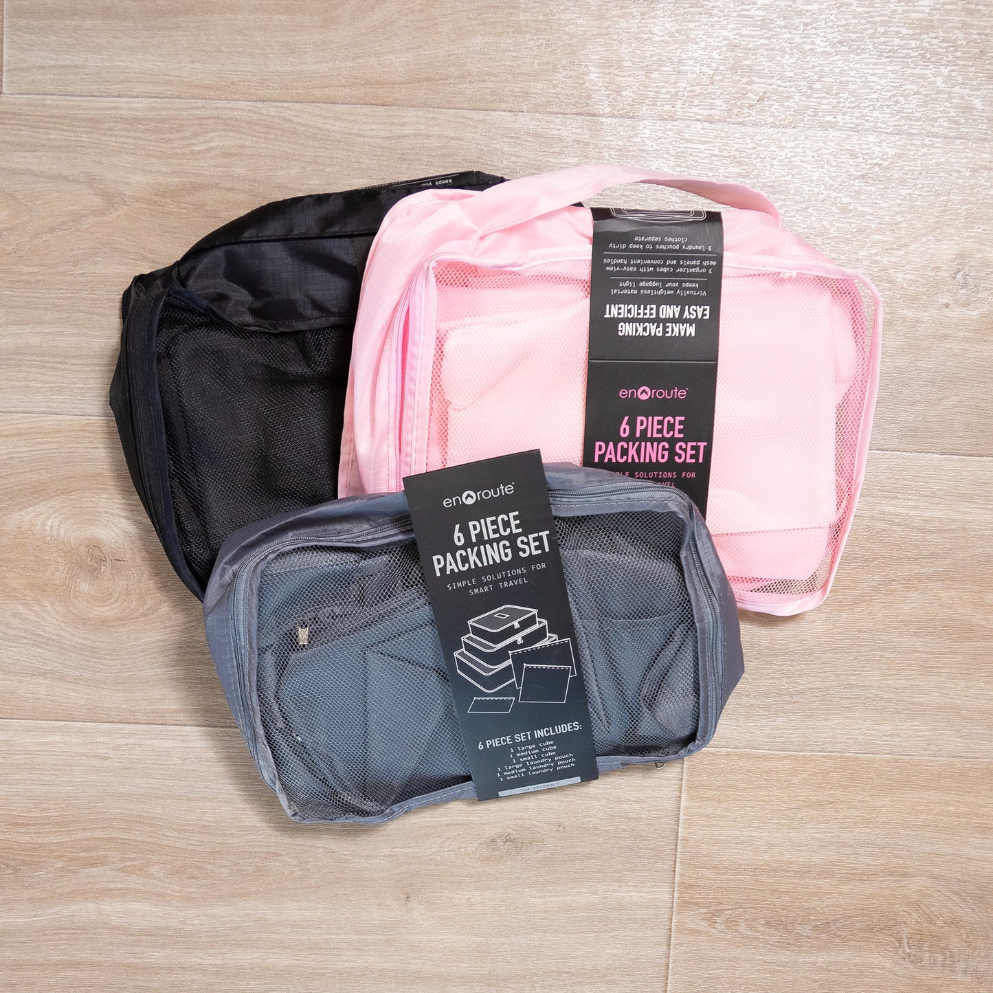 En Route Travel Cube Set | Six‑Piece Lightweight Mesh Packing Cube System