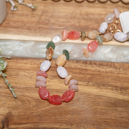 Blushing Garden Beaded Necklace | Colorful Stone Statement Necklace