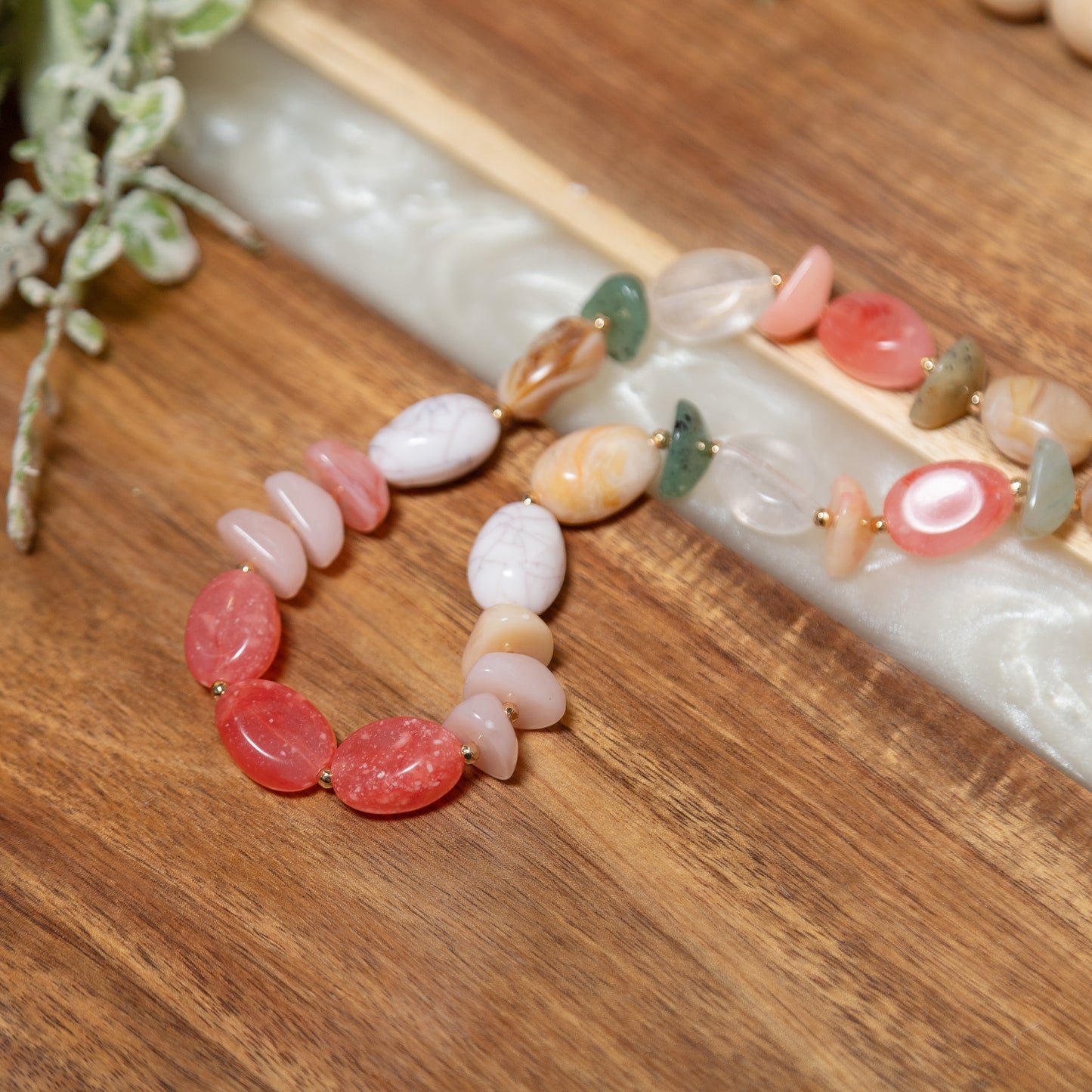 Blushing Garden Beaded Necklace | Colorful Stone Statement Necklace