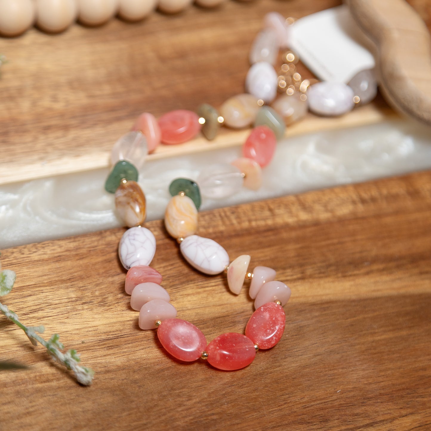 Blushing Garden Beaded Necklace | Colorful Stone Statement Necklace