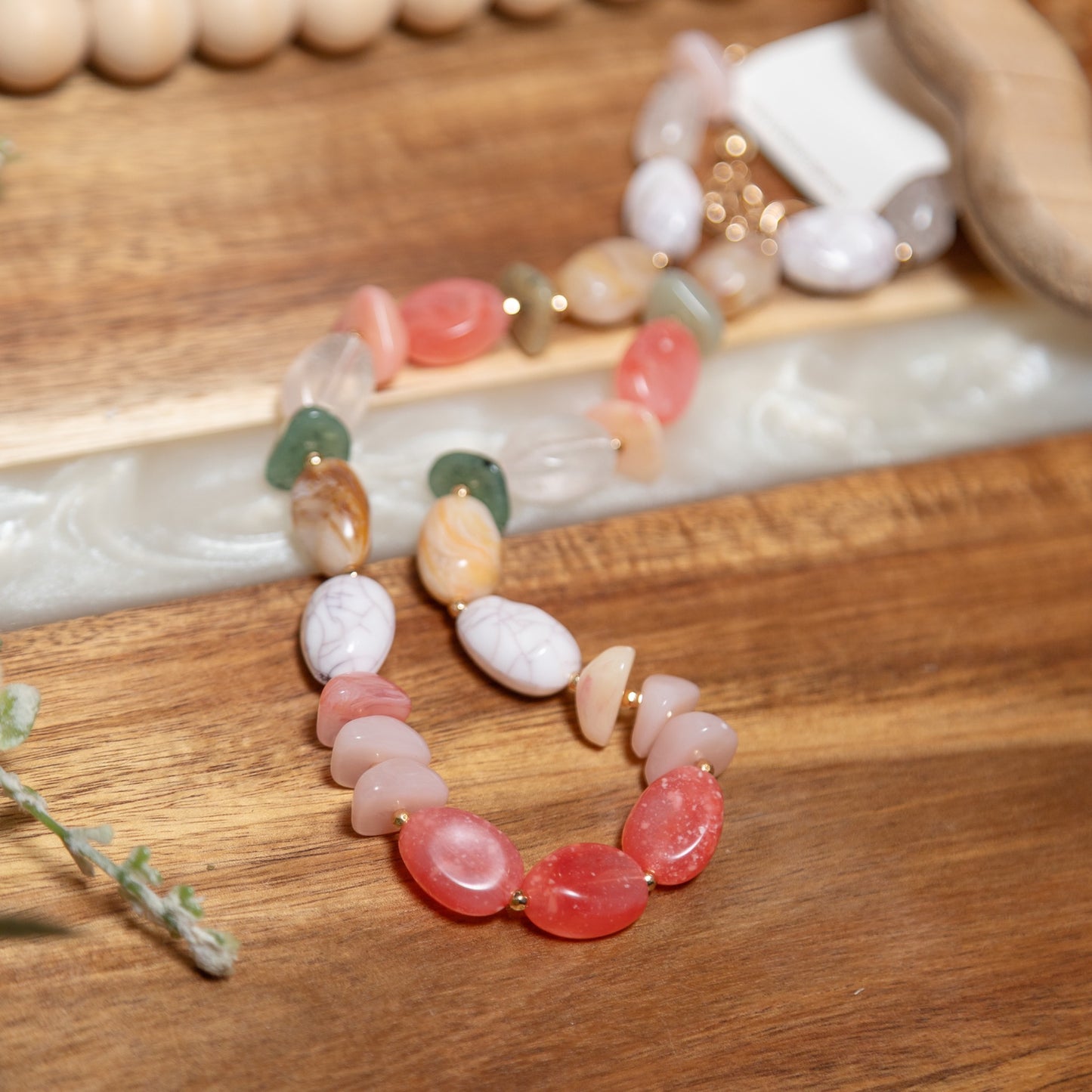 Blushing Garden Beaded Necklace | Colorful Stone Statement Necklace