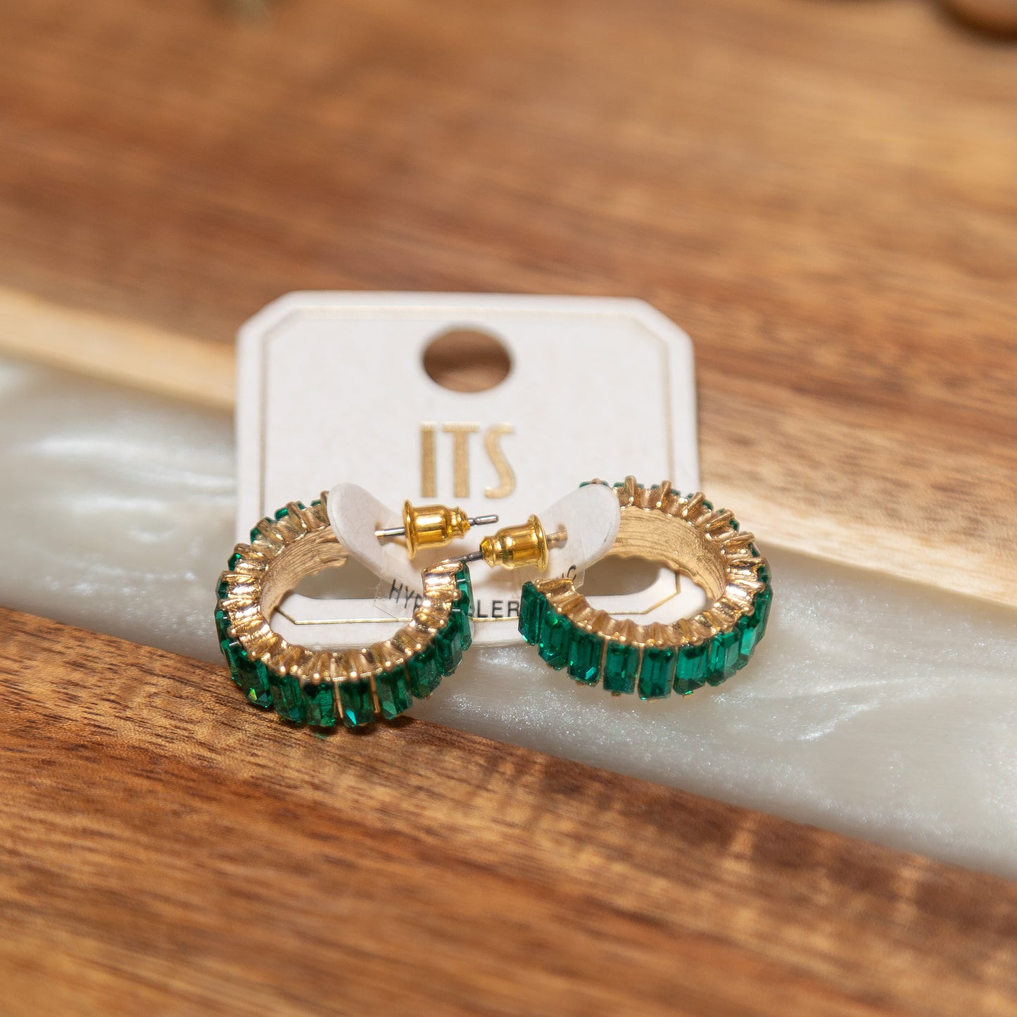 Glam Ring Rhinestone Hoop Earrings | Grey, Red, or Green Sparkle Hoop Earrings