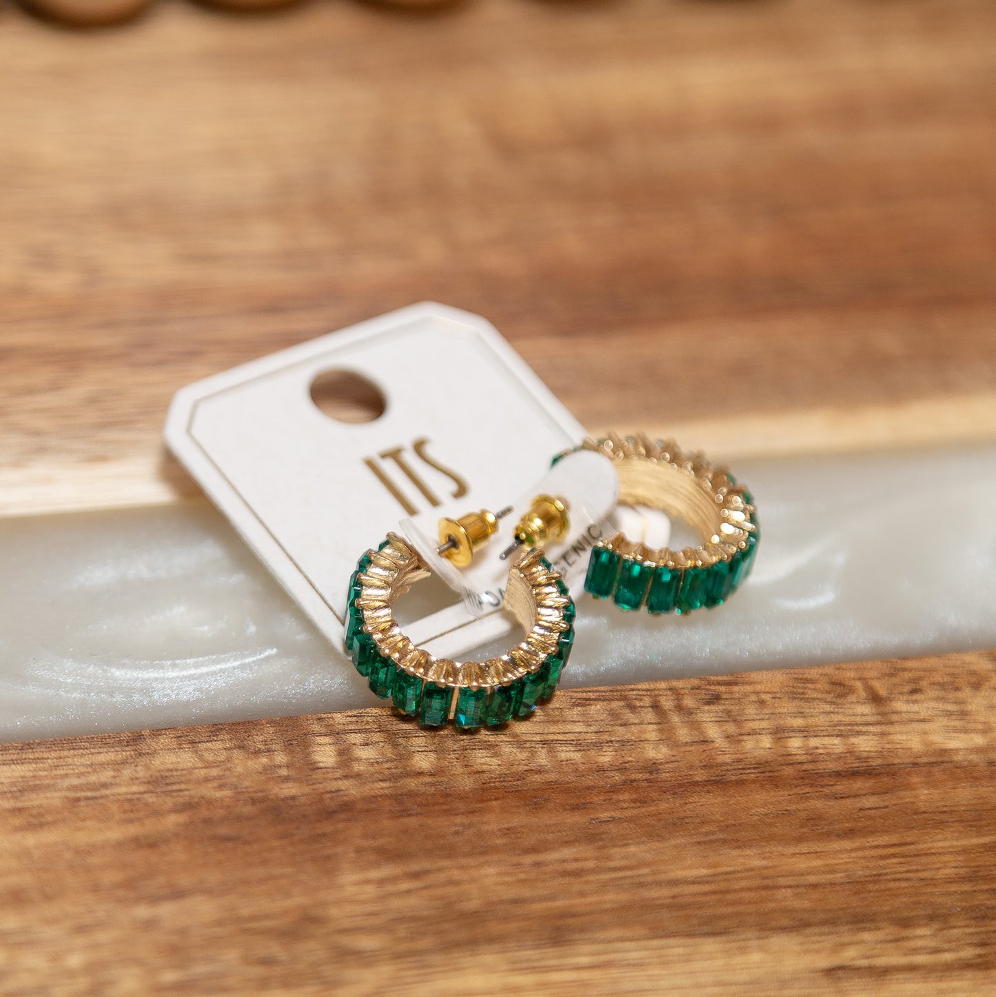 Glam Ring Rhinestone Hoop Earrings | Grey, Red, or Green Sparkle Hoop Earrings