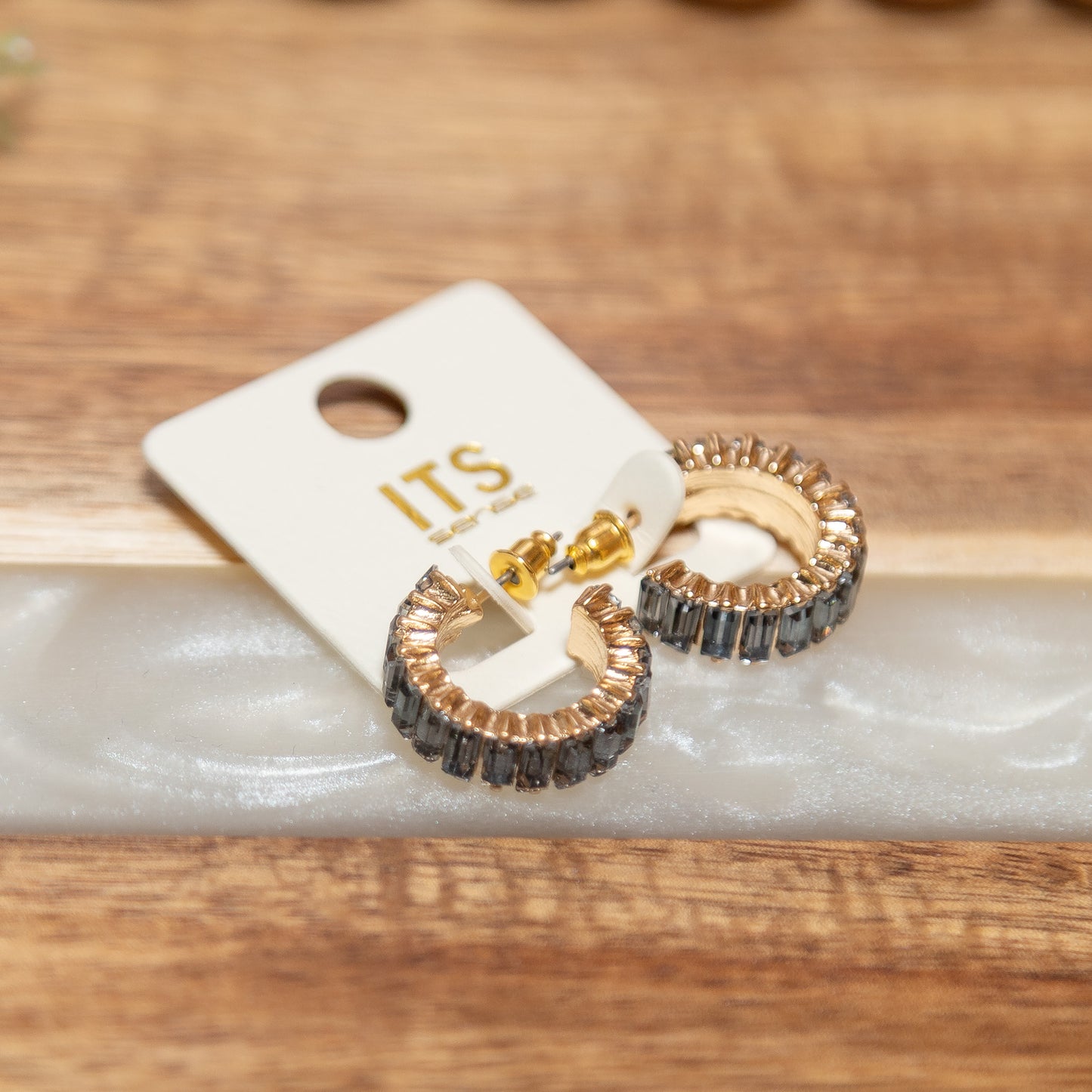 Glam Ring Rhinestone Hoop Earrings | Grey, Red, or Green Sparkle Hoop Earrings