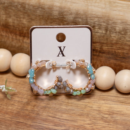 Gilded Garden Beaded Hoop Earrings | Confetti or Mocha Smoke Boutique Hoops