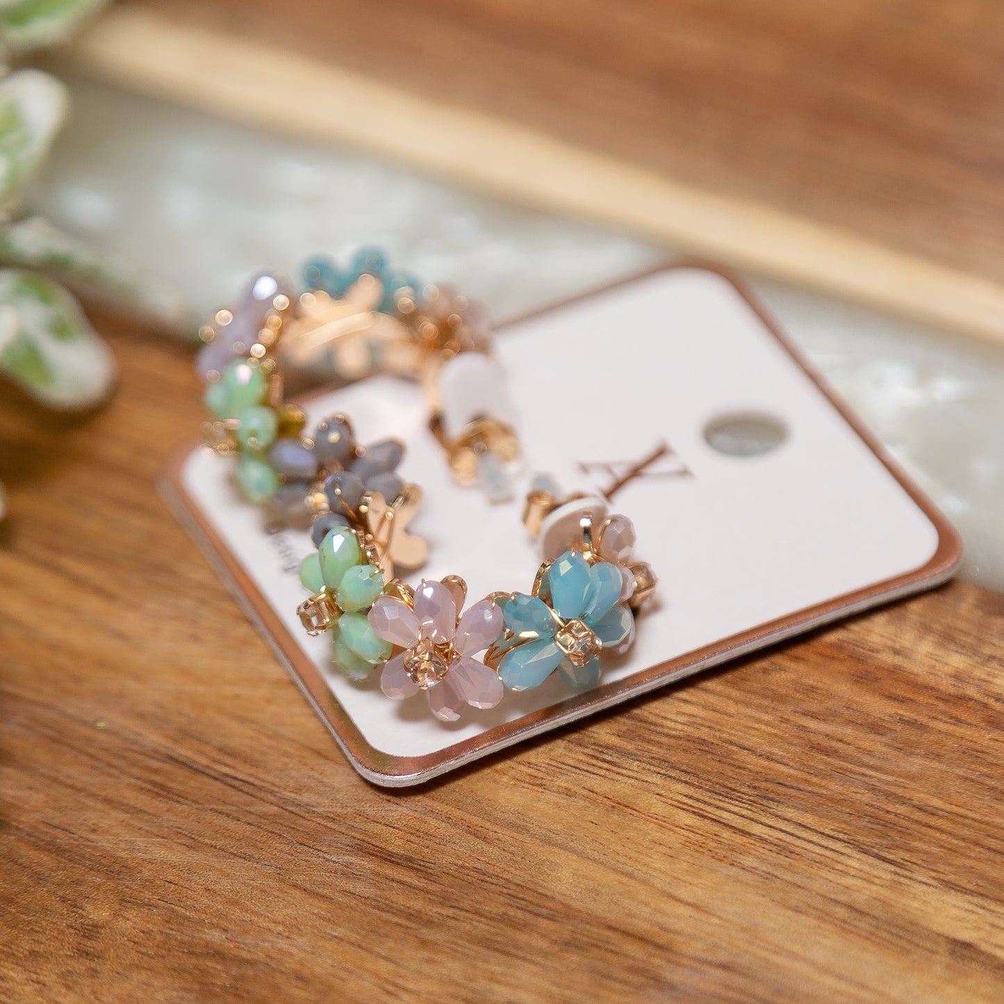 Gilded Garden Beaded Hoop Earrings | Confetti or Mocha Smoke Boutique Hoops