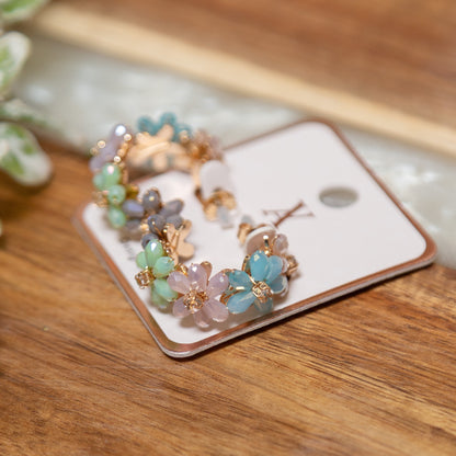 Gilded Garden Beaded Hoop Earrings | Confetti or Mocha Smoke Boutique Hoops