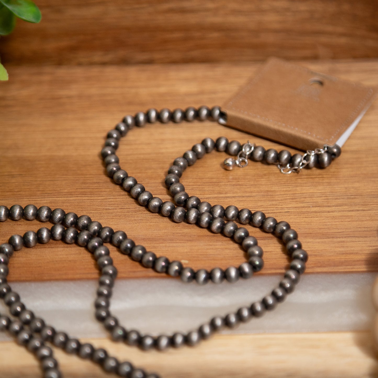 Western Navajo-Inspired Silver Bead Necklace – Adjustable Layering Jewelry