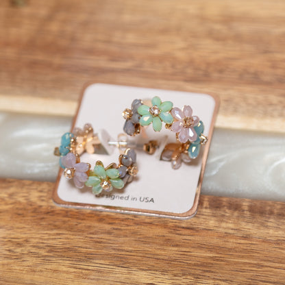 Gilded Garden Beaded Hoop Earrings | Confetti or Mocha Smoke Boutique Hoops
