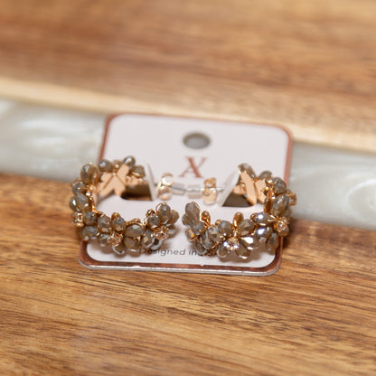 Gilded Garden Beaded Hoop Earrings | Confetti or Mocha Smoke Boutique Hoops