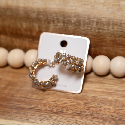Gilded Garden Beaded Hoop Earrings | Confetti or Mocha Smoke Boutique Hoops
