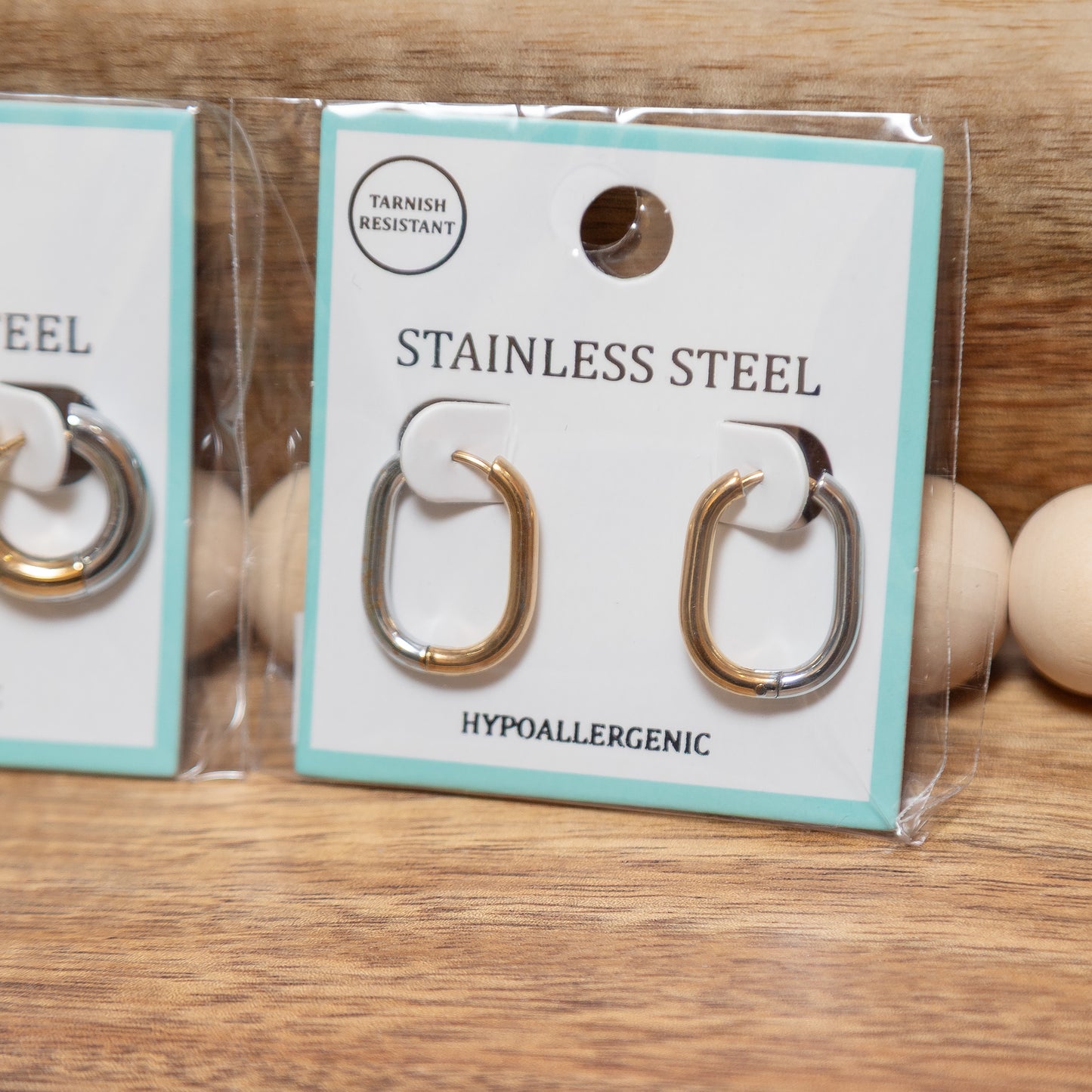 Mixed Metal Stainless Steel Hoop Earrings | Circle or Oval Hypoallergenic Hoops