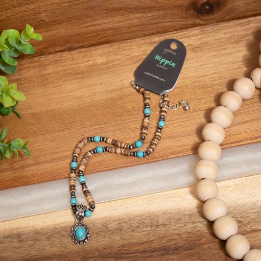 Western Beaded Necklaces – Turquoise Pendant, Desert Trails Wood Beads & Campfire Glow Beaded Necklace