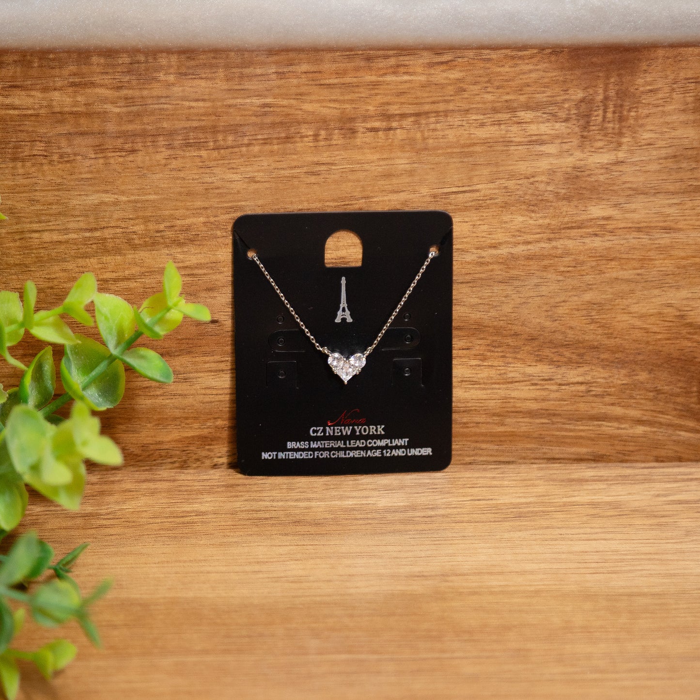 Midnight in Paris Heart Necklace – Dainty CZ Crystal Pendant, Elegant Everyday Jewelry