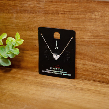 Midnight in Paris Heart Necklace – Dainty CZ Crystal Pendant, Elegant Everyday Jewelry