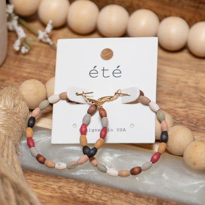 Desert Bloom Beaded Hoop Earrings | Soft Pastel or Desert Mix Boho Earrings