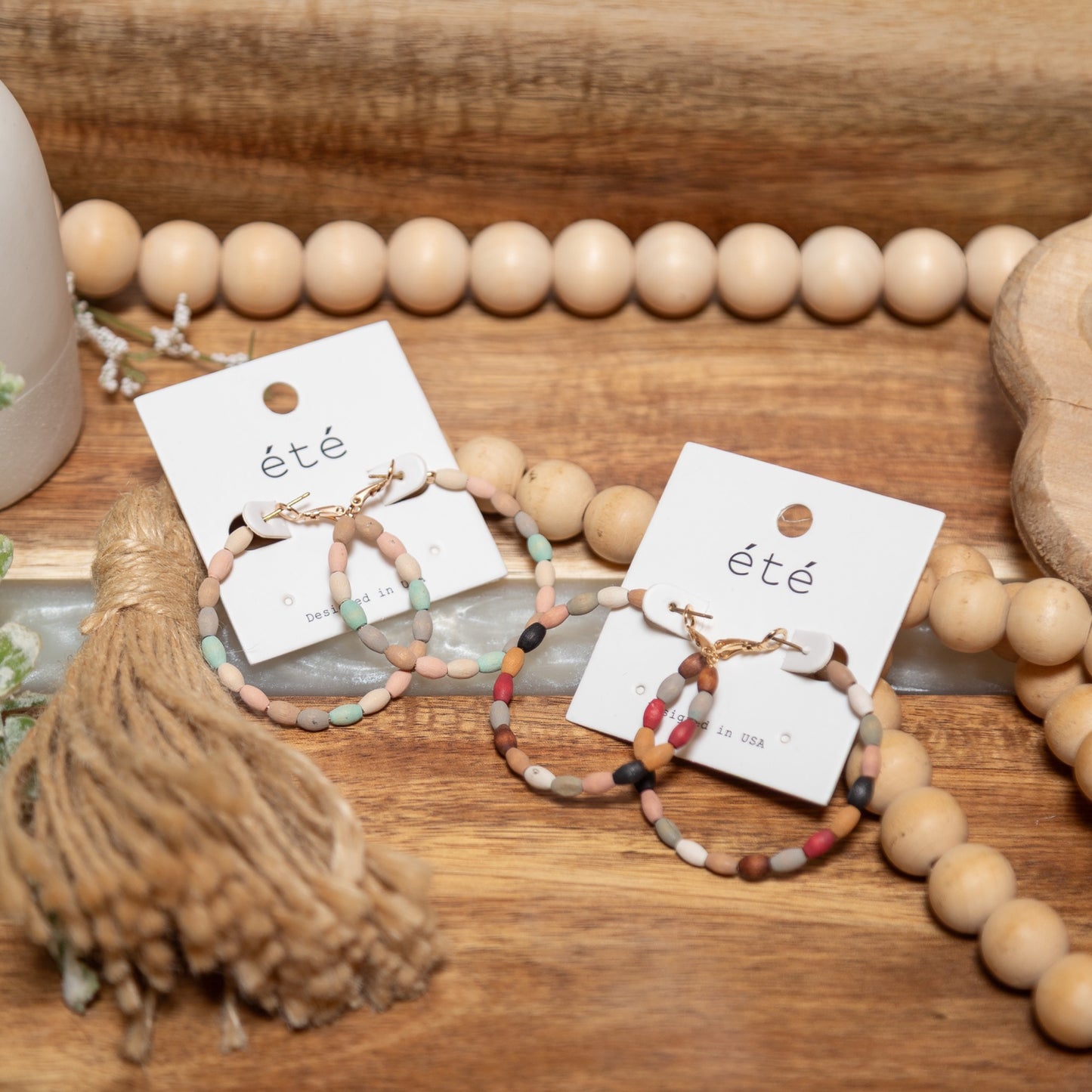 Desert Bloom Beaded Hoop Earrings | Soft Pastel or Desert Mix Boho Earrings