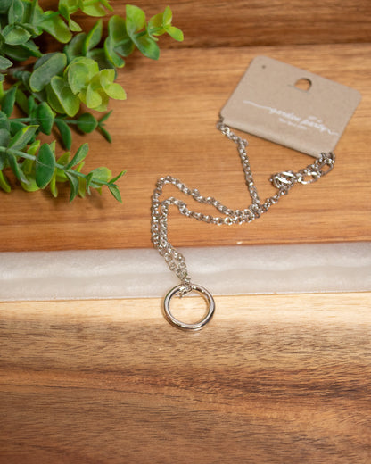✨ Circle of Chic Necklace – Silver Open Ring Pendant