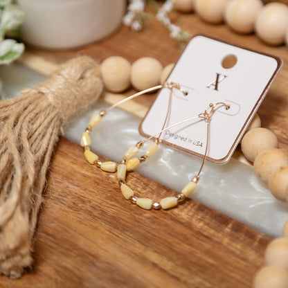 Sunlit Bead Teardrop Earrings | Ivory Gold Wire Statement Earrings