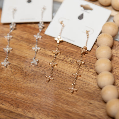 Bloom Chain Drop Earrings | Gold or Silver Floral Dangle Earrings