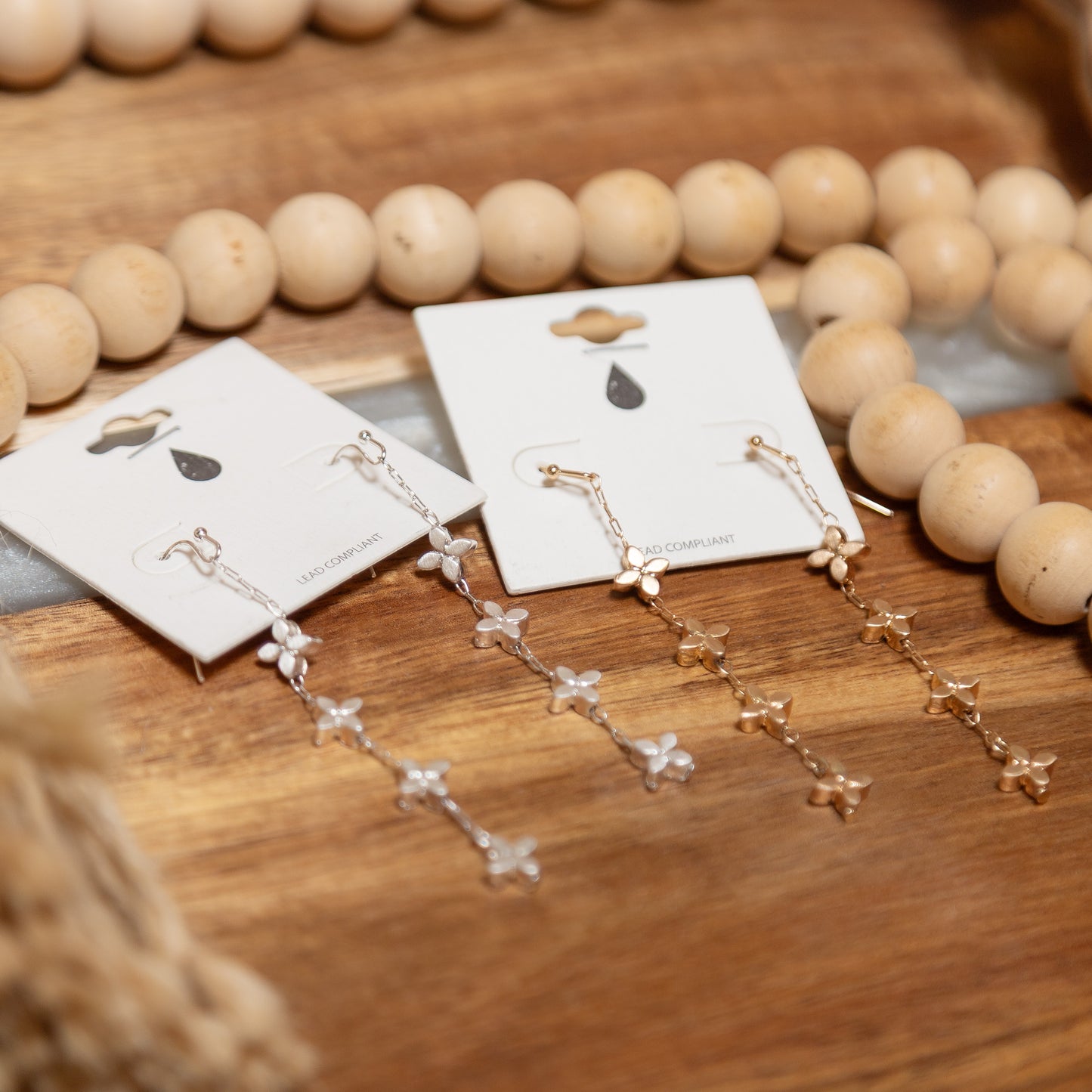 Bloom Chain Drop Earrings | Gold or Silver Floral Dangle Earrings