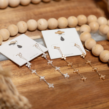 Bloom Chain Drop Earrings | Gold or Silver Floral Dangle Earrings