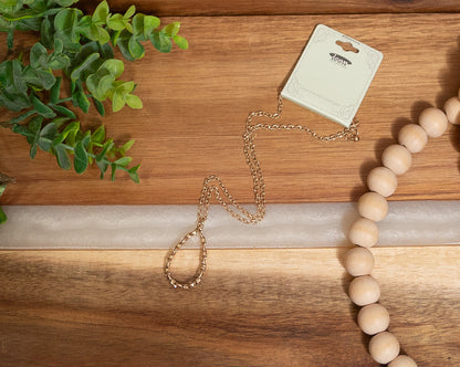 ✨ Golden Loop Dreams – Long Teardrop Pendant Necklace