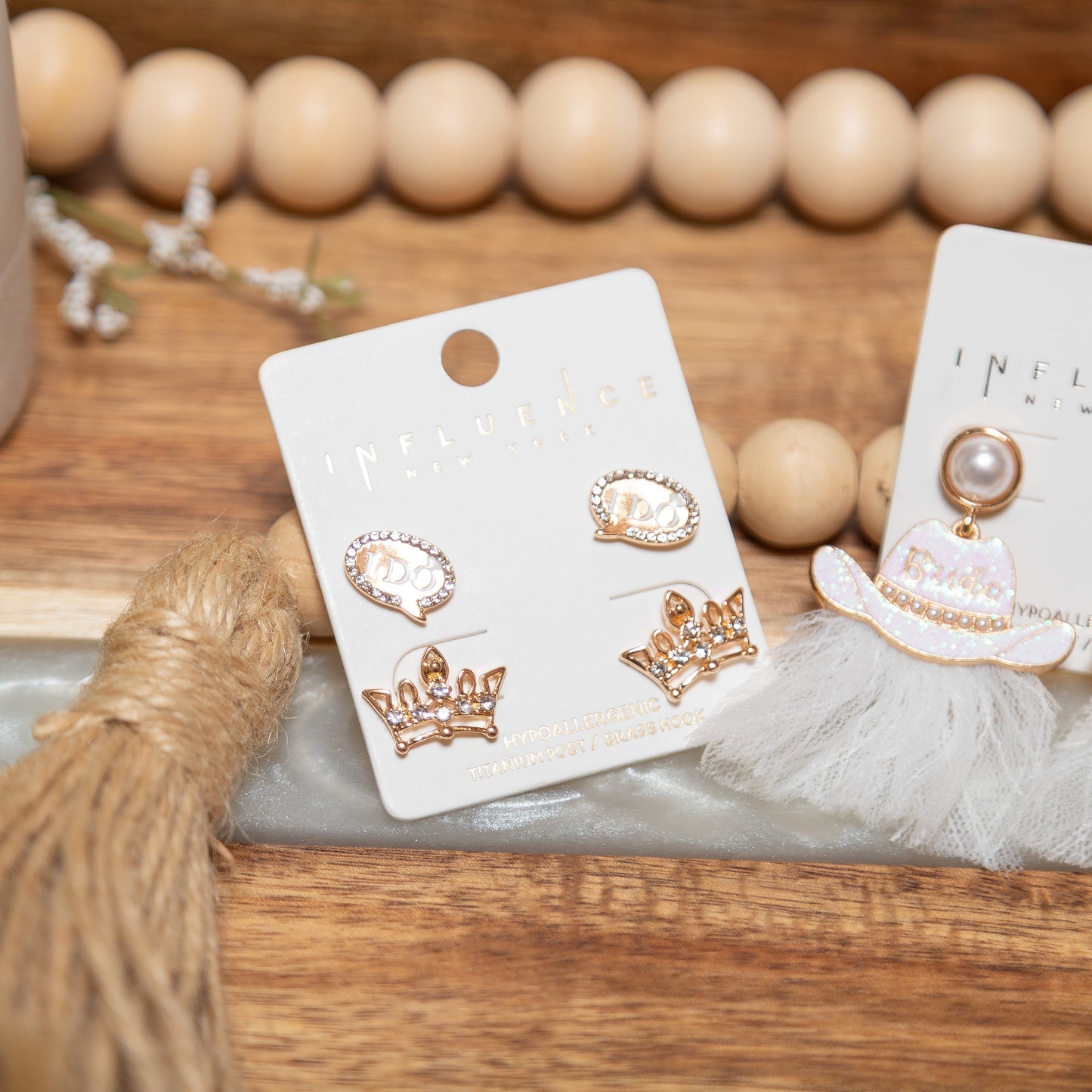 I Do Bridal Stud Earring Set | Crown & Speech Bubble Bride Earrings