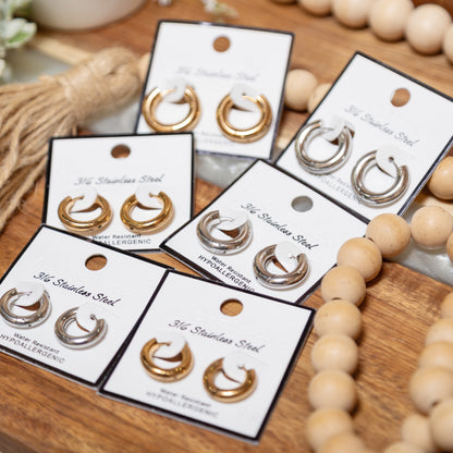 Everyday Shine Stainless Steel Hoop Earrings | Gold or Silver Hypoallergenic Hoops