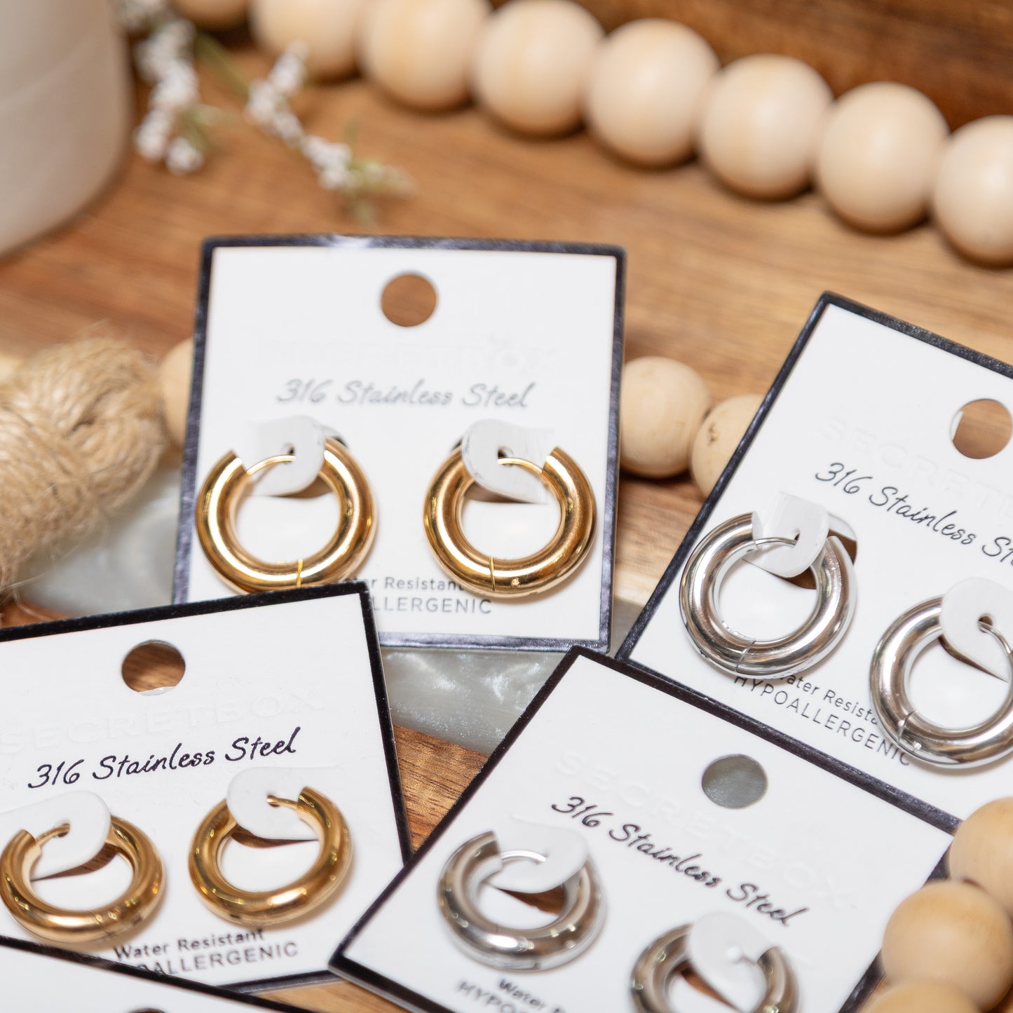 Everyday Shine Stainless Steel Hoop Earrings | Gold or Silver Hypoallergenic Hoops