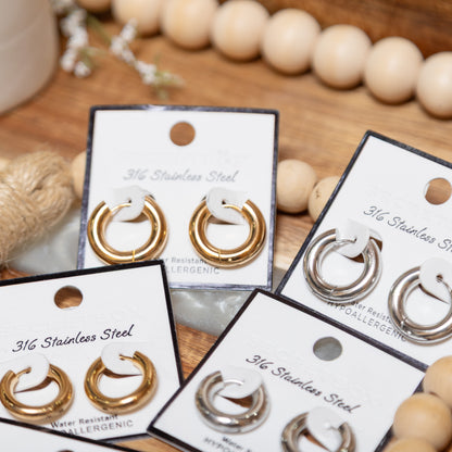 Everyday Shine Stainless Steel Hoop Earrings | Gold or Silver Hypoallergenic Hoops