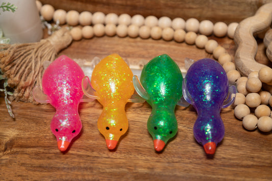 Glitter Duck Squishy Toy | Assorted Sparkle Sensory Fidget Toy