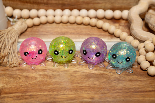 Assorted Glitter Octopus Squishy Toy | Cute Mini Sensory Fidget Toy