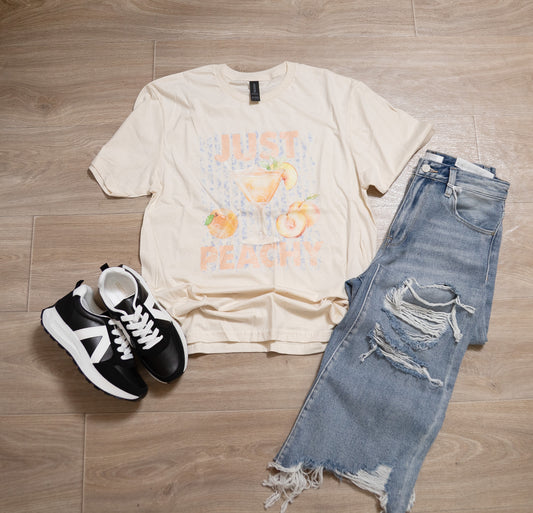 Just Peachy Graphic Tee – Summer Peach Cocktail Shirt