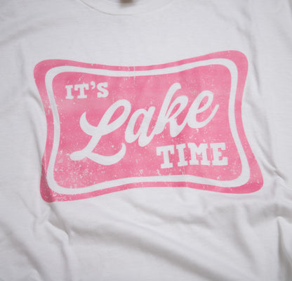 It's Lake Time – Pink Retro Graphic Tee