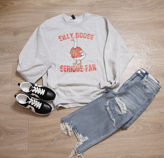 Silly Goose Serious Fan Crewneck – Funny Football Sweatshirt