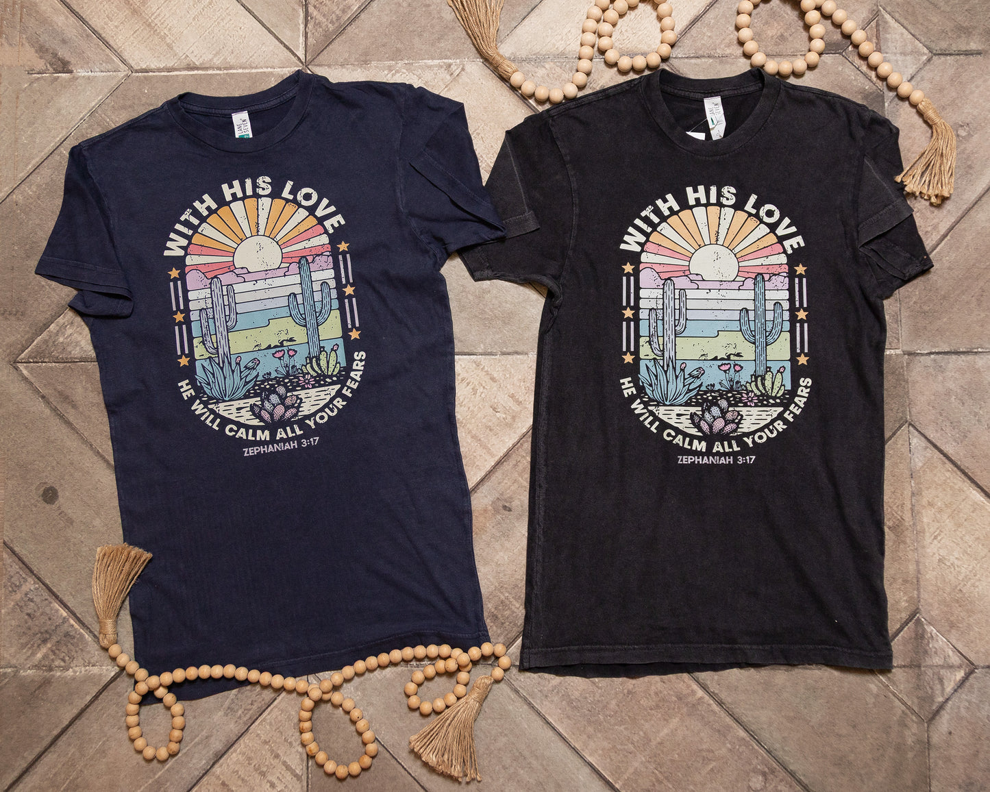 With His Love He Will Calm All Your Fears Graphic Tee | Christian Faith T-Shirt