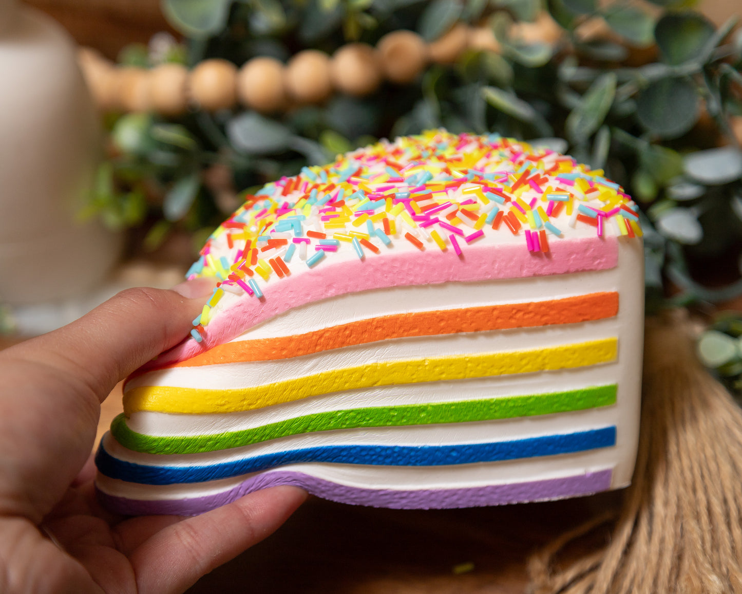 Sprinkled Cake Slice Foam Squishy | Cute Dessert Sensory Toy