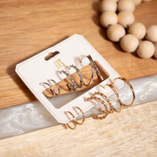 Mix & Mingle Cuff Earring Set – Gold & Silver 6-Piece Collection